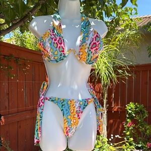 Colorful cheetah print design bikini